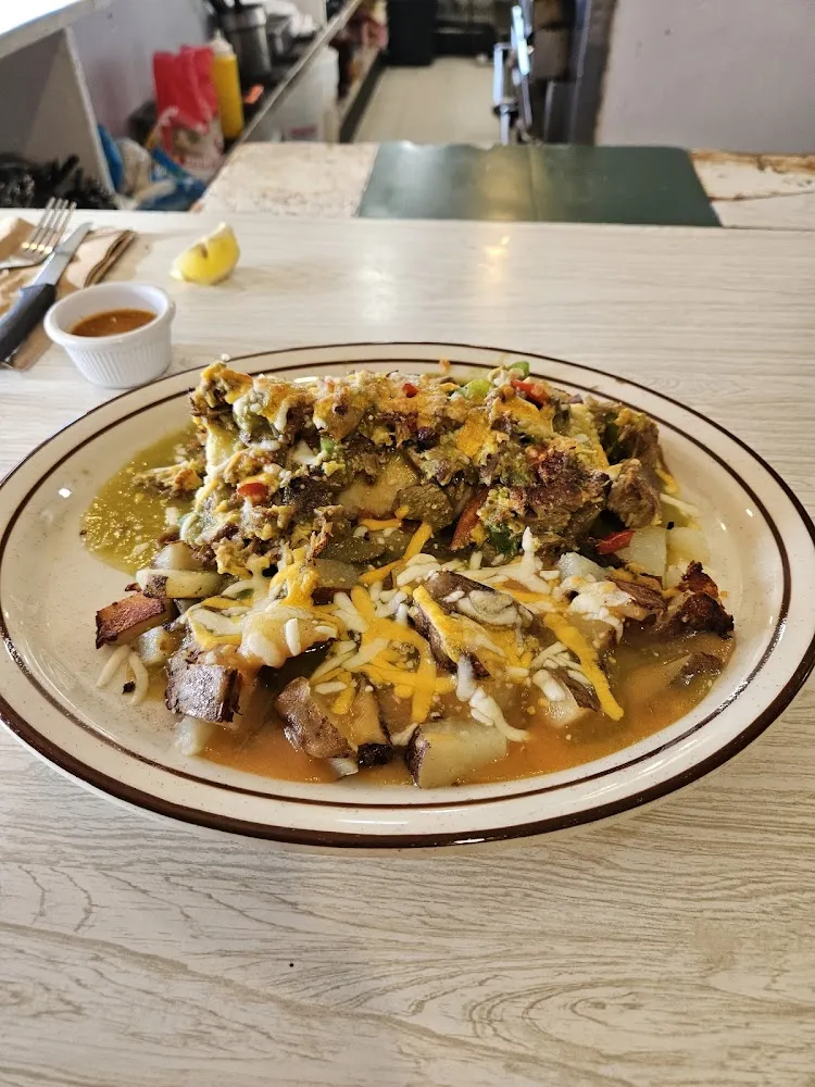 Breakfast Buritto Enchilada Style Verde Sauce